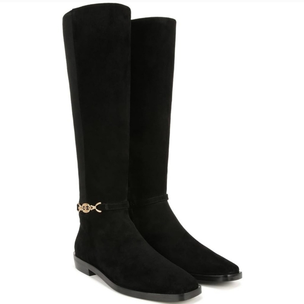 Sam Edelman Clive Black Suede Tall Boots Sz 7.5